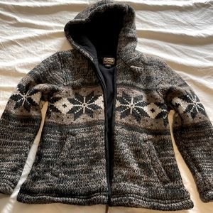 Kyber Outerwear 100% Wool Sweater fleece lined hoodie S super warm!!